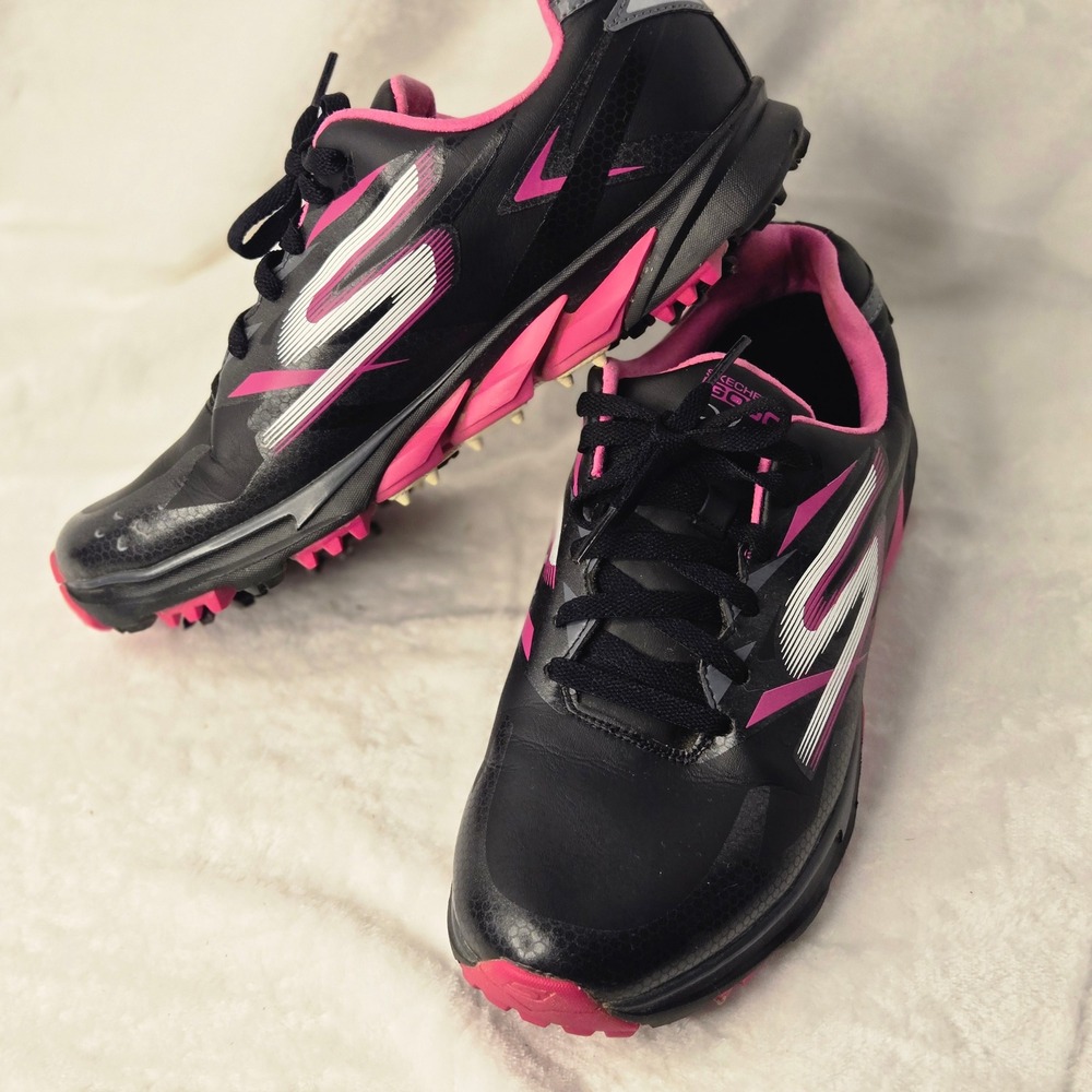 Skechers Go Golf Blade Womens 8.5 Black‎ Pink Spiked Golf Shoes 14010